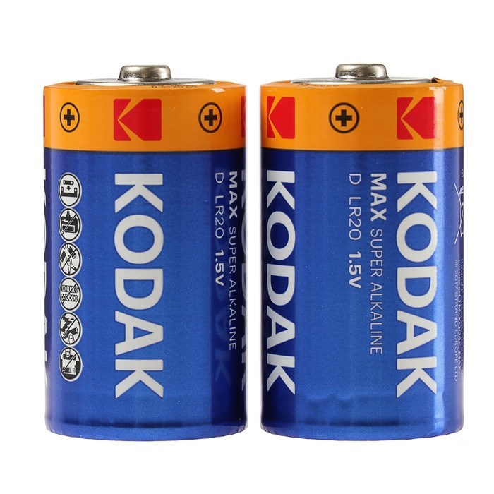 Батарейка алкалиновая Kodak Max, D, LR20-2BL, 1.5В, блистер, 2 шт. - фото 51386741