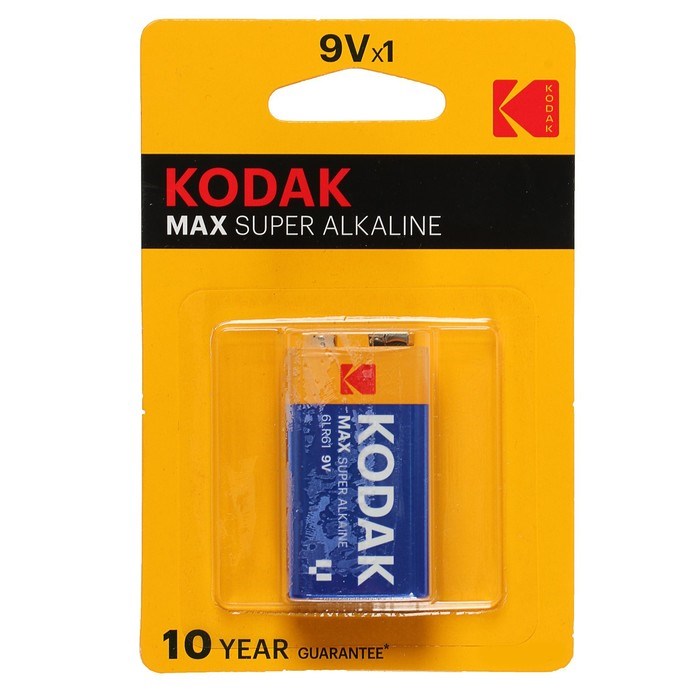 Батарейка алкалиновая Kodak Max, 6LR61-1BL, 9В, крона, блистер, 1 шт. - фото 51386744