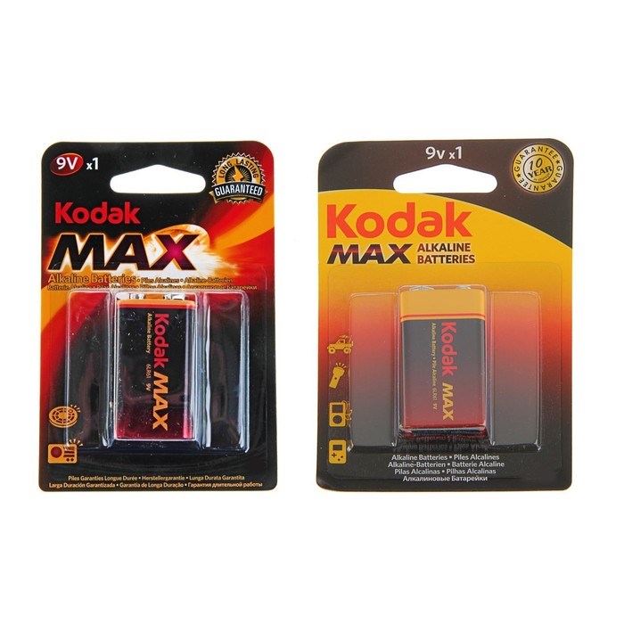 Батарейка алкалиновая Kodak Max, 6LR61-1BL, 9В, крона, блистер, 1 шт. - фото 51386747