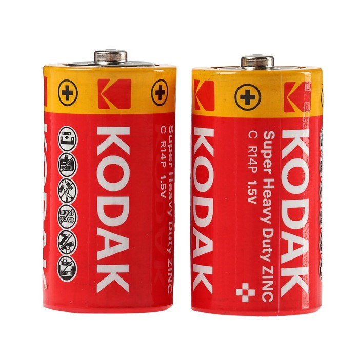 Батарейка солевая Kodak Extra Heavy Duty, C, R14-2BL, 1.5В, блистер, 2 шт. - фото 51386751