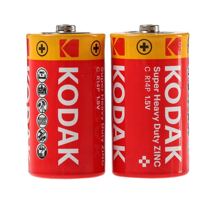 Батарейка солевая Kodak Extra Heavy Duty, С, R14-2S, 1.5В, спайка, 2 шт. - фото 51386754