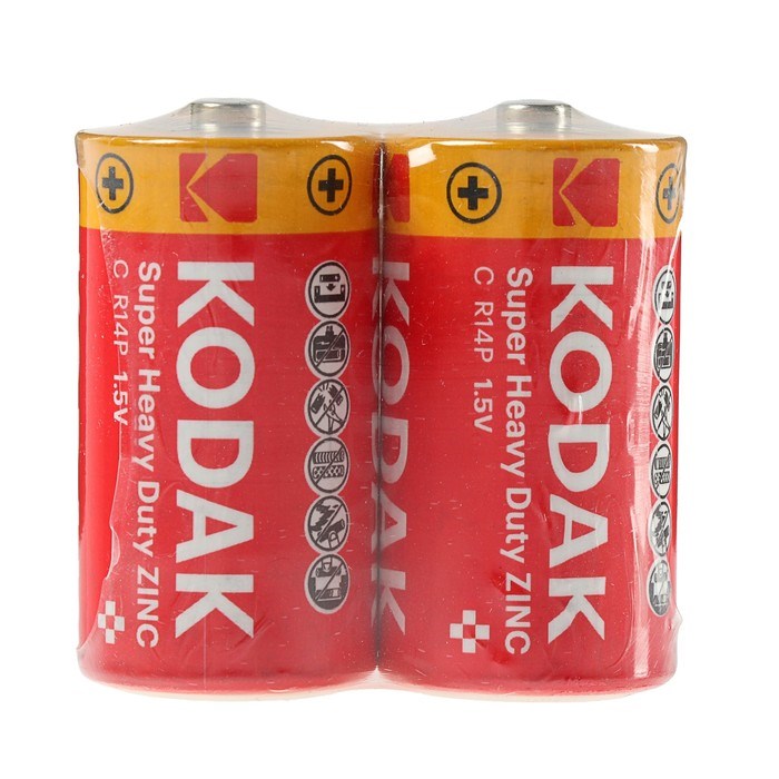 Батарейка солевая Kodak Extra Heavy Duty, С, R14-2S, 1.5В, спайка, 2 шт. - фото 51386755