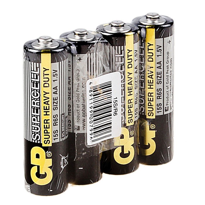 Батарейка солевая GP Supercell Super Heavy Duty, AA, R6-4S, 1.5В, спайка, 4 шт. - фото 51386777