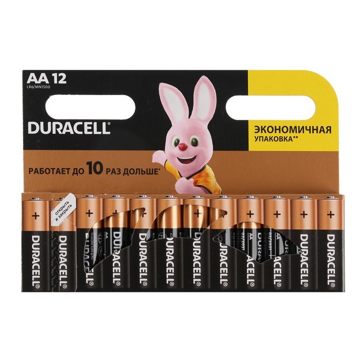 Батарейка алкалиновая Duracell Basic, AA, LR6-12BL, 1.5В, блистер, 12 шт. - фото 51386801