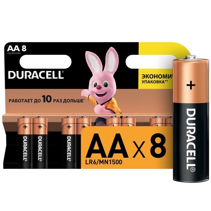 Батарейка алкалиновая Duracell Basic, AA, LR6-8BL, 1.5В, блистер, 8 шт. - фото 51386805