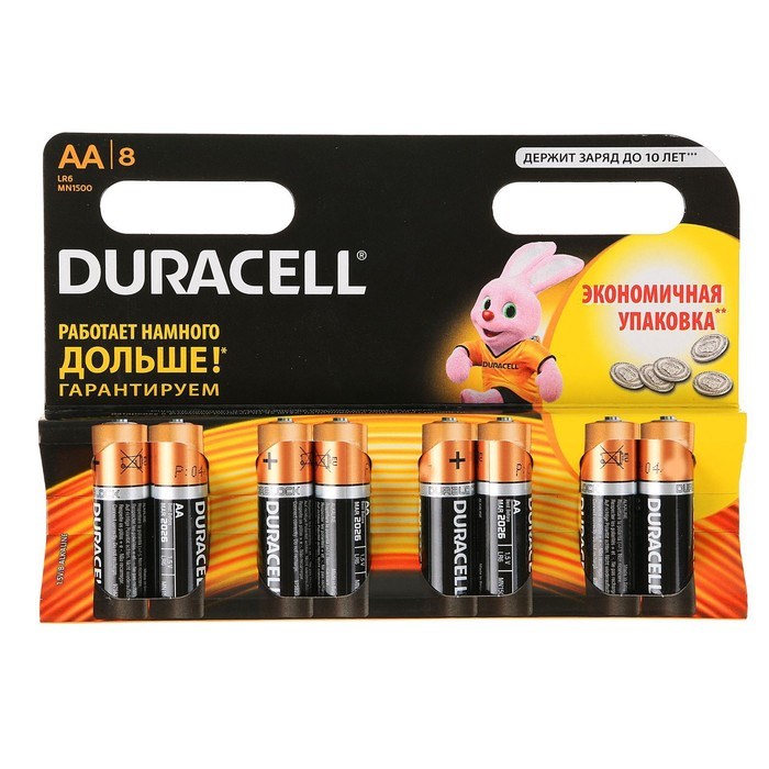 Батарейка алкалиновая Duracell Basic, AA, LR6-8BL, 1.5В, блистер, 8 шт. - фото 51386807