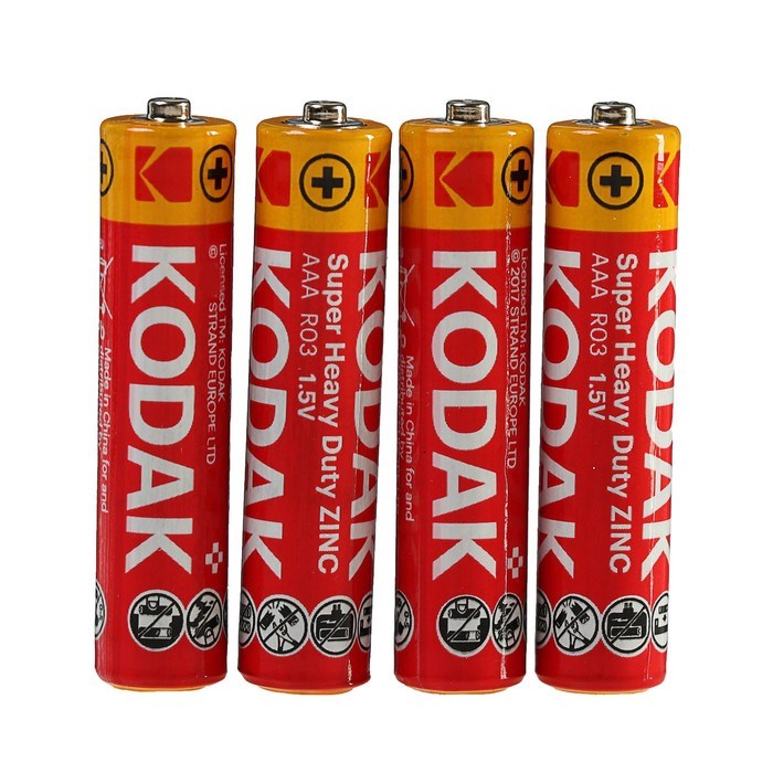 Батарейка солевая Kodak Extra Heavy Duty, AAA, R03-4BL, 1.5В, блистер, 4 шт. - фото 51386820