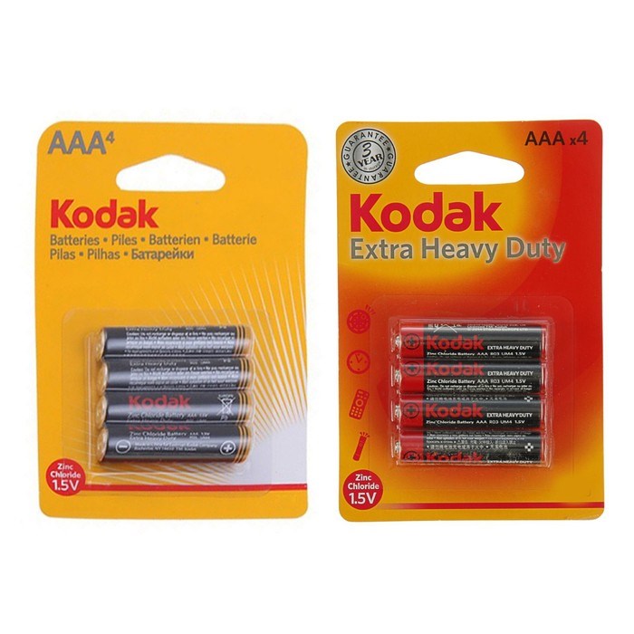 Батарейка солевая Kodak Extra Heavy Duty, AAA, R03-4BL, 1.5В, блистер, 4 шт. - фото 51386822