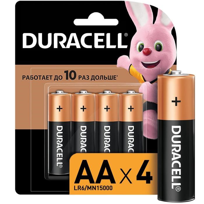 Батарейка алкалиновая Duracell Basic, AA, LR6-4BL, 1.5В, блистер, 4 шт. - фото 51386846