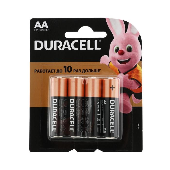 Батарейка алкалиновая Duracell Basic, AA, LR6-4BL, 1.5В, блистер, 4 шт. - фото 51386848