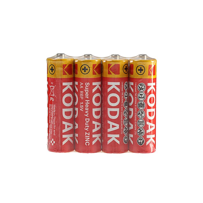 Батарейка солевая Kodak Super Heavy Duty, AA, R6-4S, 1.5В, спайка, 4 шт. - фото 51386874