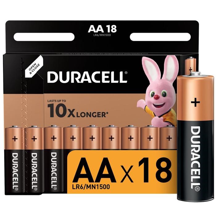 Батарейка алкалиновая Duracell Basic, AA, LR6-18BL, 1.5В, блистер, 18 шт. - фото 51386937