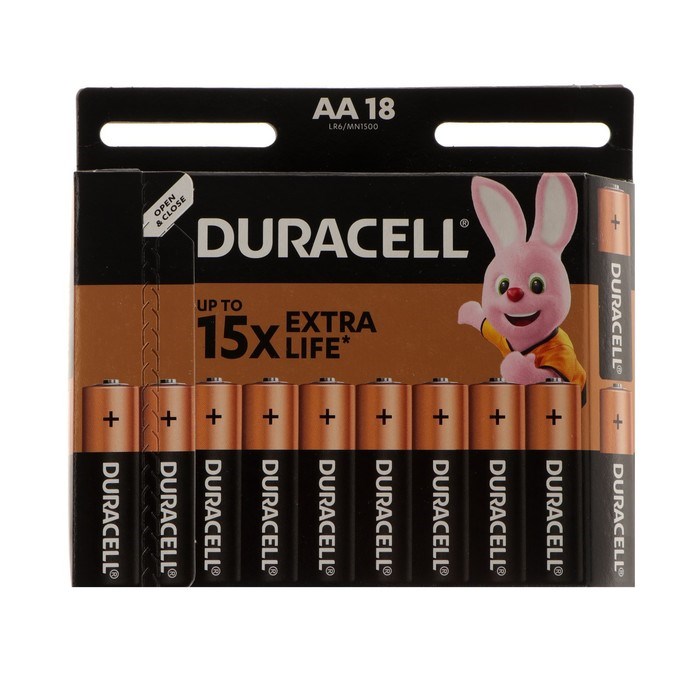 Батарейка алкалиновая Duracell Basic, AA, LR6-18BL, 1.5В, блистер, 18 шт. - фото 51386939