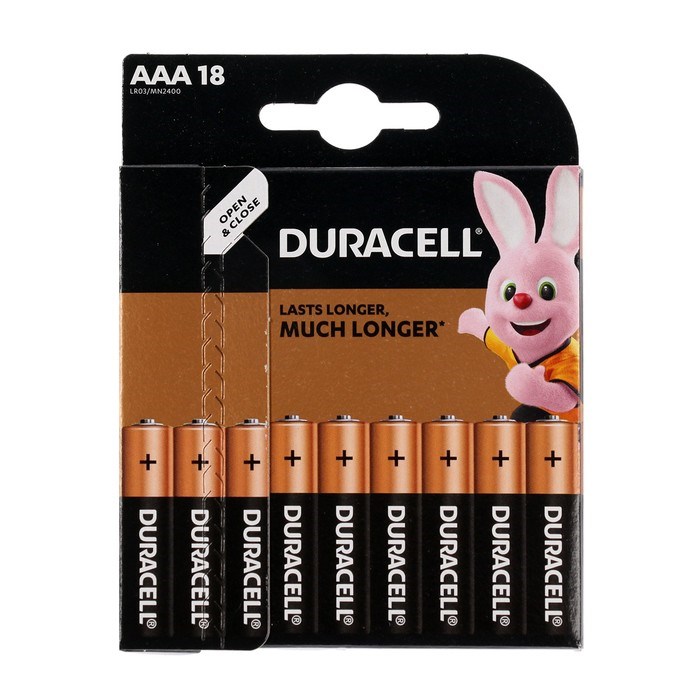 Батарейка алкалиновая Duracell Basic, AAA, LR03-18BL, 1.5В, блистер, 18 шт. - фото 51386943