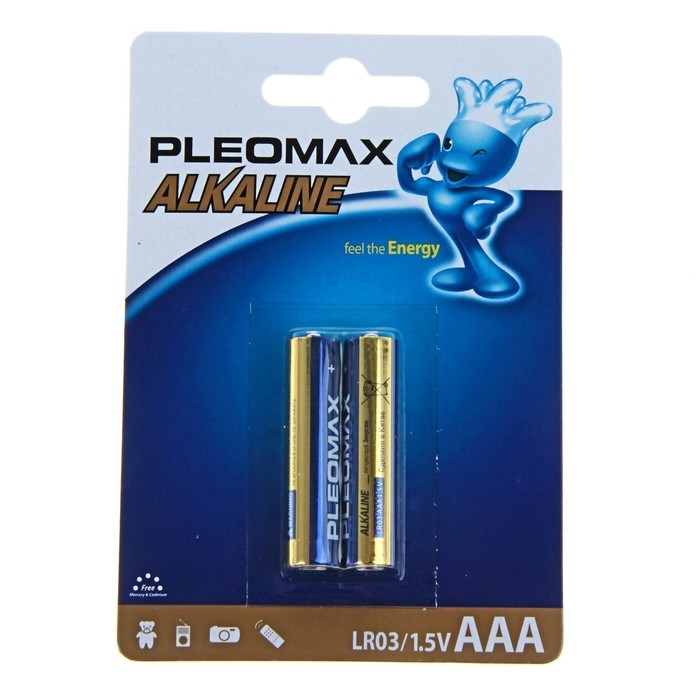 Батарейка алкалиновая Pleomax, AAA, LR03-2BL, 1.5В, блистер, 2 шт. - фото 51386945