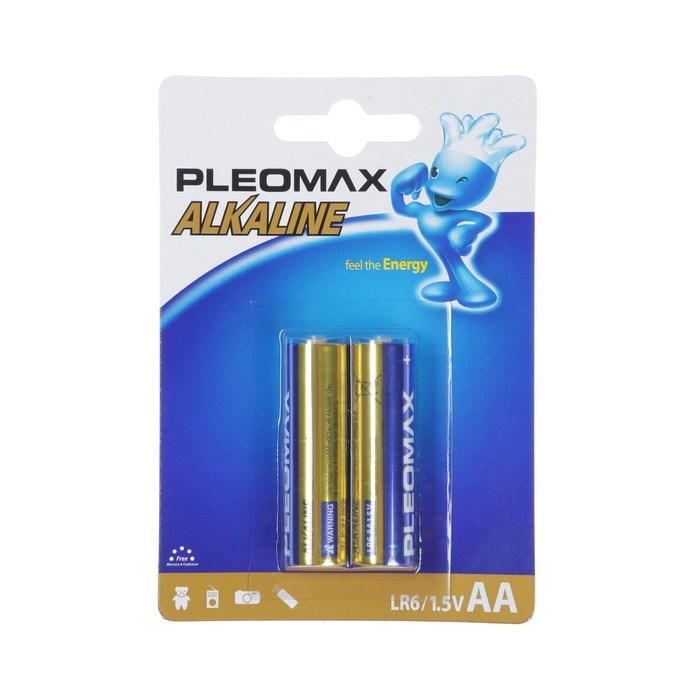 Батарейка алкалиновая Pleomax, AA, LR6-2BL, 1.5В, блистер, 2 шт. - фото 51386949