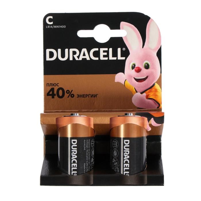 Батарейка алкалиновая Duracell Basic, C, LR14-2BL, 1.5В, блистер, 2 шт. - фото 51387043