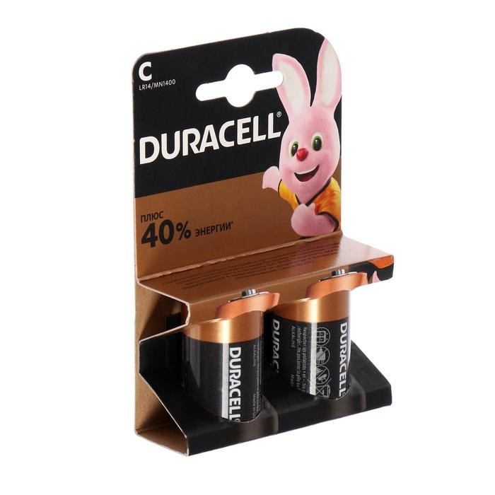 Батарейка алкалиновая Duracell Basic, C, LR14-2BL, 1.5В, блистер, 2 шт. - фото 51387044