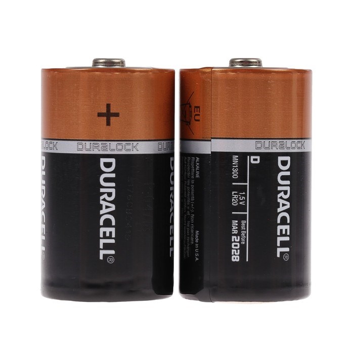 Батарейка алкалиновая Duracell Basic, D, LR20-2BL, 1.5В, блистер, 2 шт. - фото 51387052