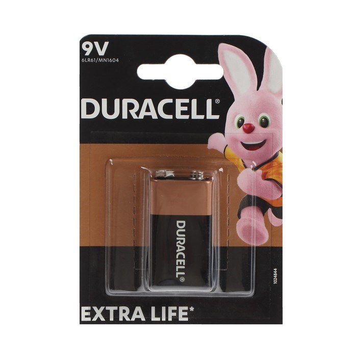 Батарейка алкалиновая Duracell Basic, 6LR61 (6LF22, MN1604)-1BL, 9В, крона, блистер, 1 шт. - фото 51387058