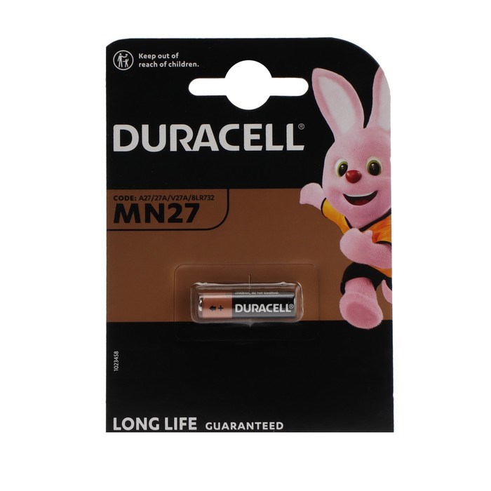 Батарейка алкалиновая Duracell Basic, MN27 (A27, V27A)-1BL, 12В, блистер, 1 шт. - фото 51387062