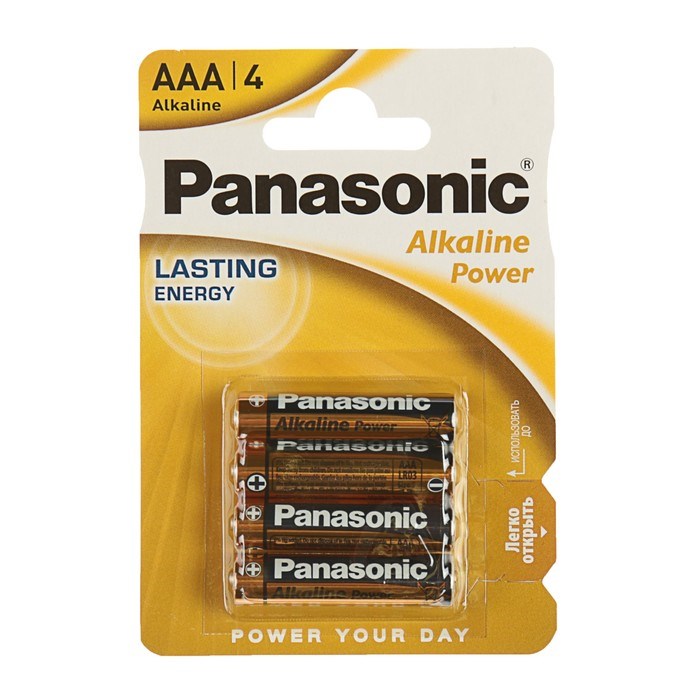 Батарейка алкалиновая Panasonic Alkaline Power, AAA, LR03-4BL, 1.5В, блистер, 4 шт. - фото 51387107