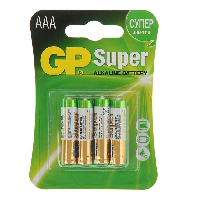 Батарейка алкалиновая GP Super, AAA, LR03-4BL, 1.5В, блистер, 4 шт. - фото 51387231