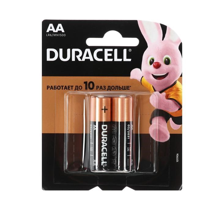 Батарейка алкалиновая Duracell Basic, AA, LR6-2BL, 1.5В, блистер, 2 шт. - фото 51387269