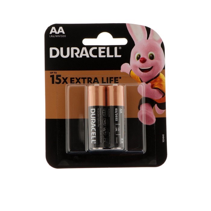 Батарейка алкалиновая Duracell Basic, AA, LR6-2BL, 1.5В, блистер, 2 шт. - фото 51387271