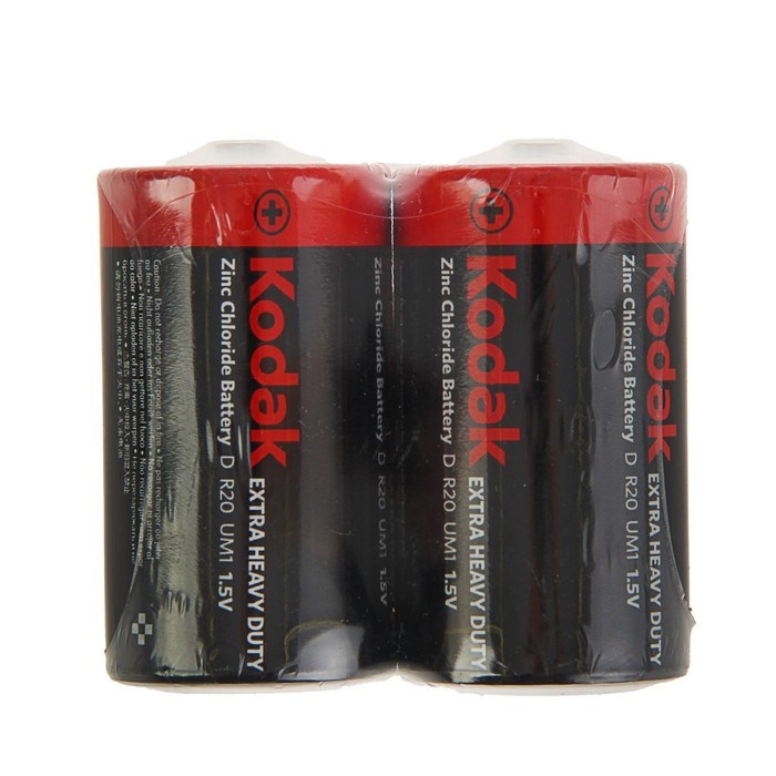 Батарейка солевая Kodak Extra Heavy Duty, D, R20-2S, 1.5В, спайка, 2 шт. - фото 51387325