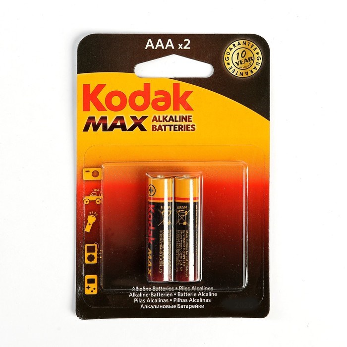 Батарейка алкалиновая Kodak Max, AAA, LR03-2BL, 1.5В, блистер, 2 шт. - фото 51387340