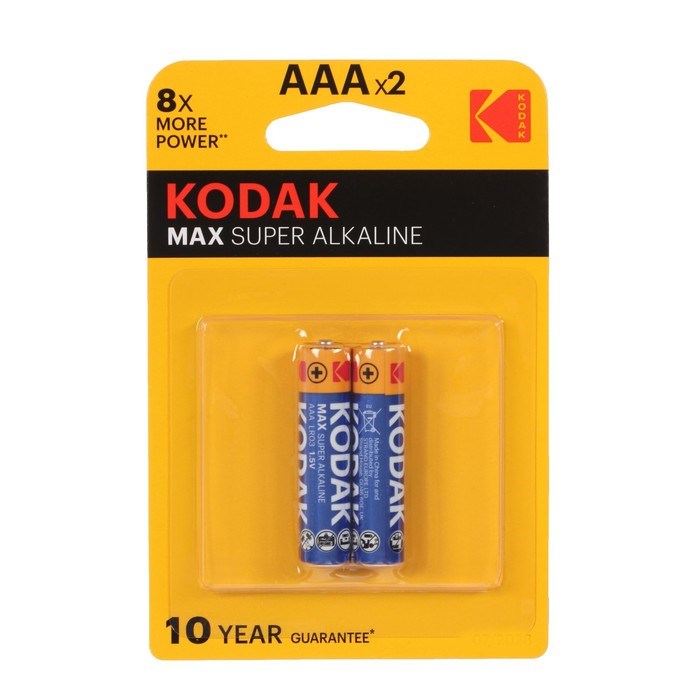 Батарейка алкалиновая Kodak Max, AAA, LR03-2BL, 1.5В, блистер, 2 шт. - фото 51387343