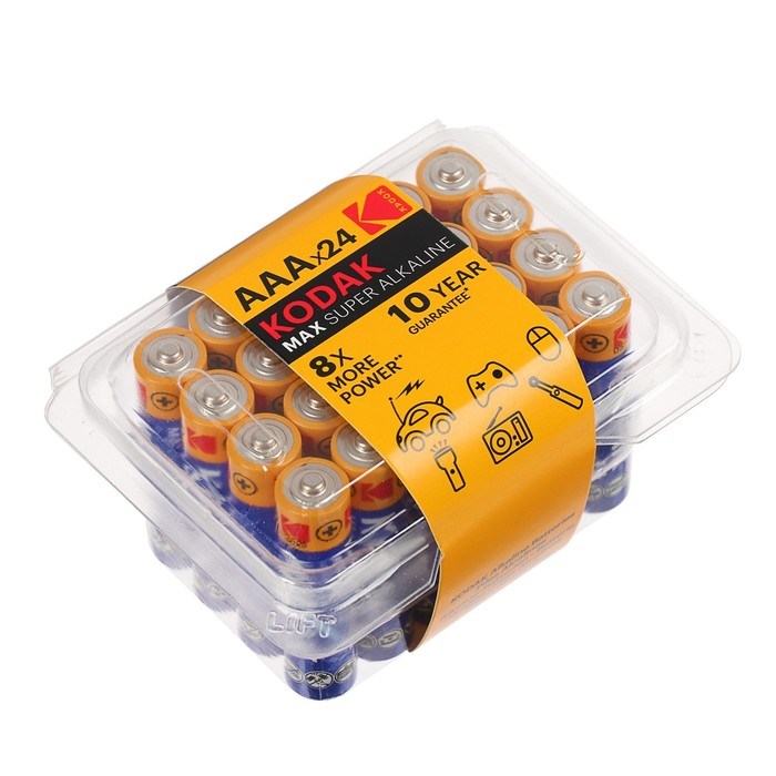 Батарейка алкалиновая Kodak Max, AAA, LR03-24BOX, 1.5В, бокс, 24 шт. - фото 51387557