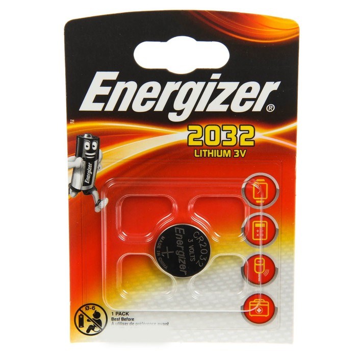 Батарейка литиевая Energizer, CR2032-1BL, 3В, блистер, 1 шт. - фото 51387627