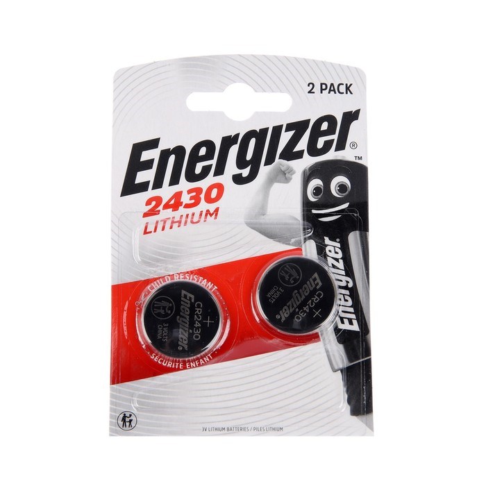 Батарейка литиевая Energizer, CR2430-2BL, 3В, блистер, 2 шт. - фото 51387631