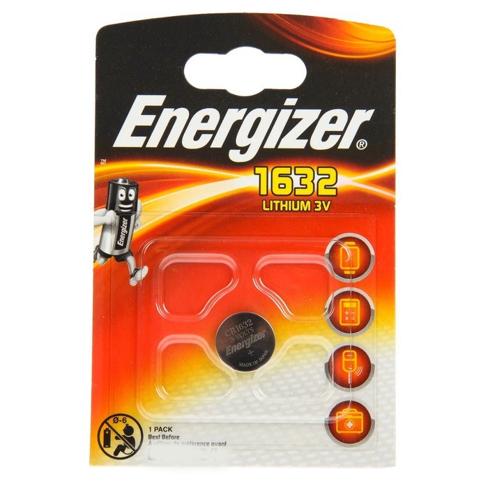 Батарейка литиевая Energizer, CR1632-1BL, 3В, блистер, 1 шт. - фото 51387637