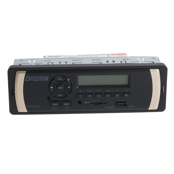 Автомагнитола Digma DCR-110G, 1DIN, 4 x 45 Вт, AUX, SD/MMC, USB - фото 51387660