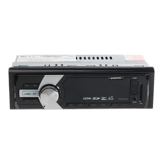 Автомагнитола Digma DCR-210R, 1DIN, 4 x 45 Вт, AUX, USB, SD - фото 51387680