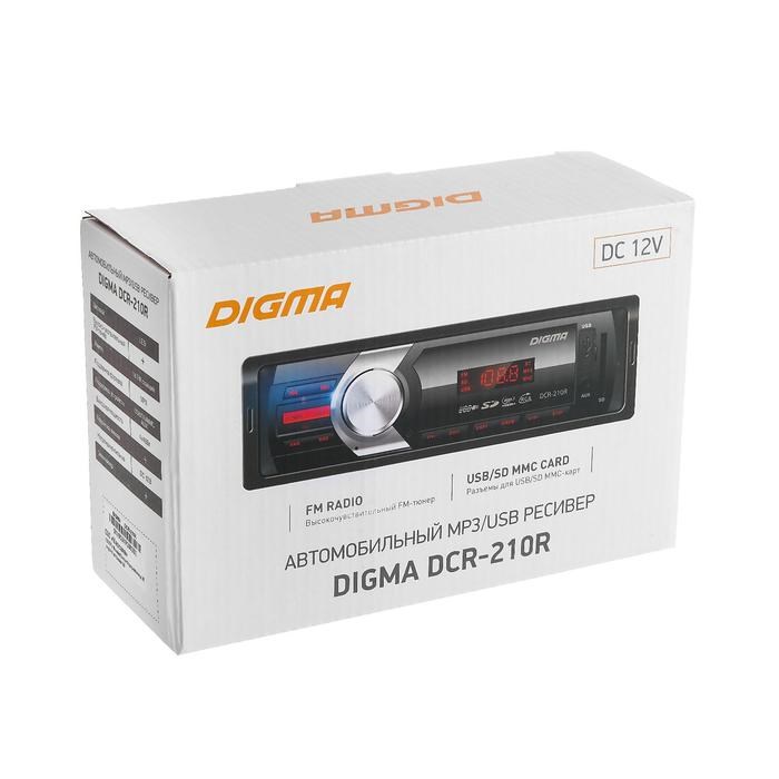 Автомагнитола Digma DCR-210R, 1DIN, 4 x 45 Вт, AUX, USB, SD - фото 51387684