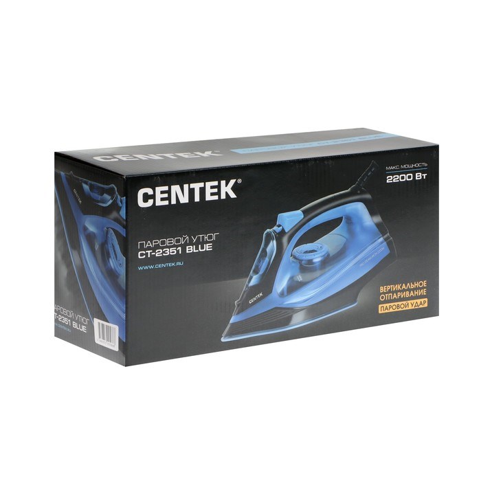 Утюг Centek CT-2351, 2200 Вт, керамическая подошва, 300 мл, синий - фото 51387708