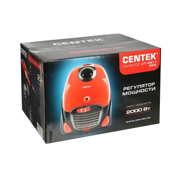 Пылесос Centek CT-2511, 2000/400 Вт, 2 л, красный - фото 51387743