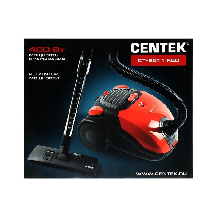 Пылесос Centek CT-2511, 2000/400 Вт, 2 л, красный - фото 51387745