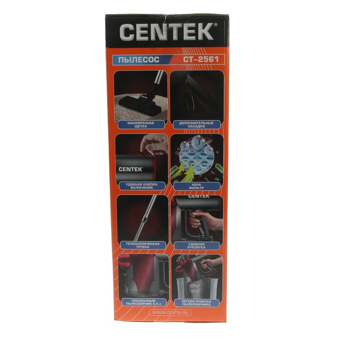 Пылесос Centek CT-2561, вертикальный, 1000/150 Вт, 0.5 л, чёрно-красный - фото 51387757