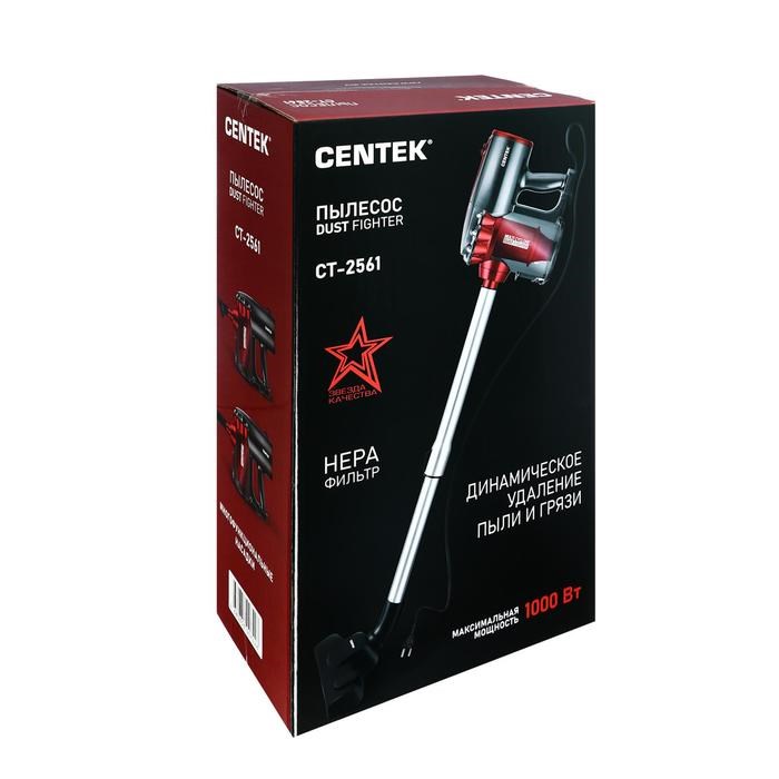 Пылесос Centek CT-2561, вертикальный, 1000/150 Вт, 0.5 л, чёрно-красный - фото 51387758