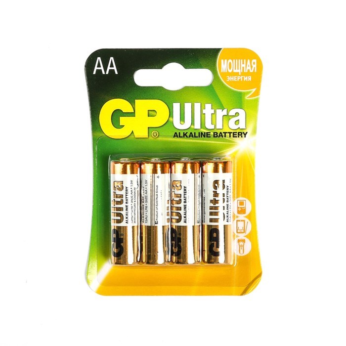 Батарейка алкалиновая GP Ultra, AA, LR6-4BL, 1.5В, блистер, 4 шт. - фото 51387827