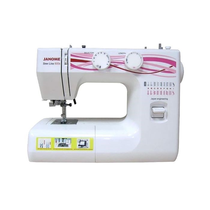 Швейная машина Janome Sew Line 500s, 85 Вт, 19 операций, автомат, бело-розовая - фото 51388053