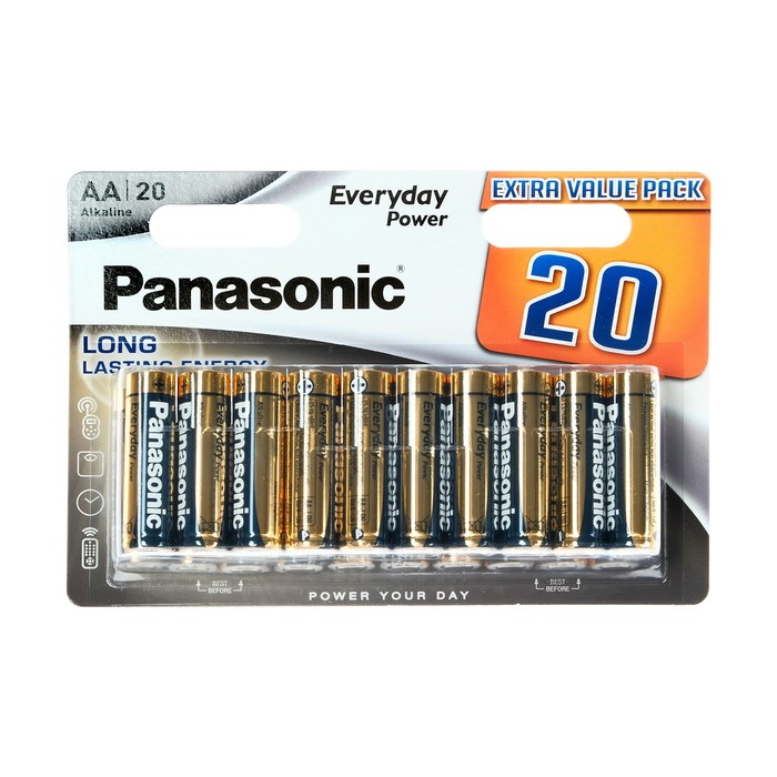 Батарейка алкалиновая Panasonic Everyday Power, AA, LR6-20BL, 1.5В, блистер, 20 шт. - фото 51388281