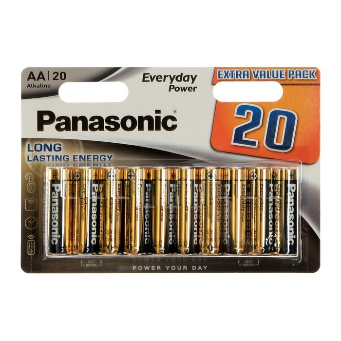 Батарейка алкалиновая Panasonic Everyday Power, AA, LR6-20BL, 1.5В, блистер, 20 шт. - фото 51388282