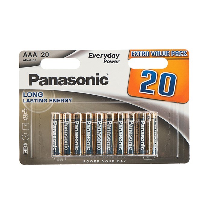 Батарейка алкалиновая Panasonic Everyday Power, AAA, LR03-20BL, 1.5В, блистер, 20 шт. - фото 51388285