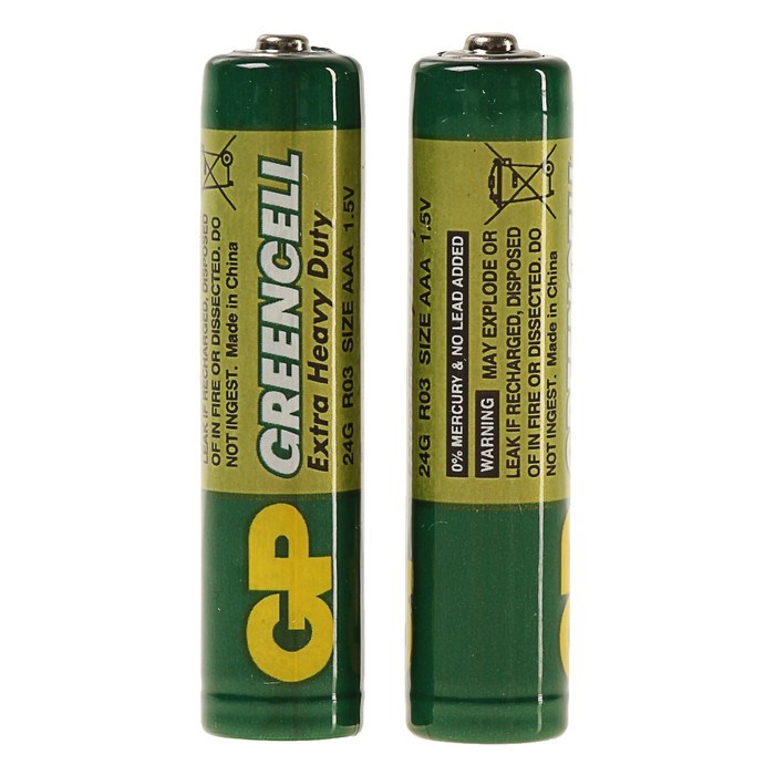 Батарейка солевая GP Greencell Extra Heavy Duty, AAA, R03-2BL, 1.5В, блистер, 2 шт. - фото 51388358